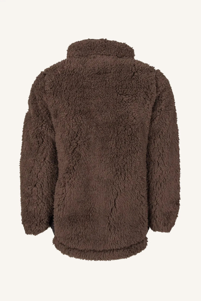 MUDDUS PILE JACKET, WINDFLEECE - DARK BROWN