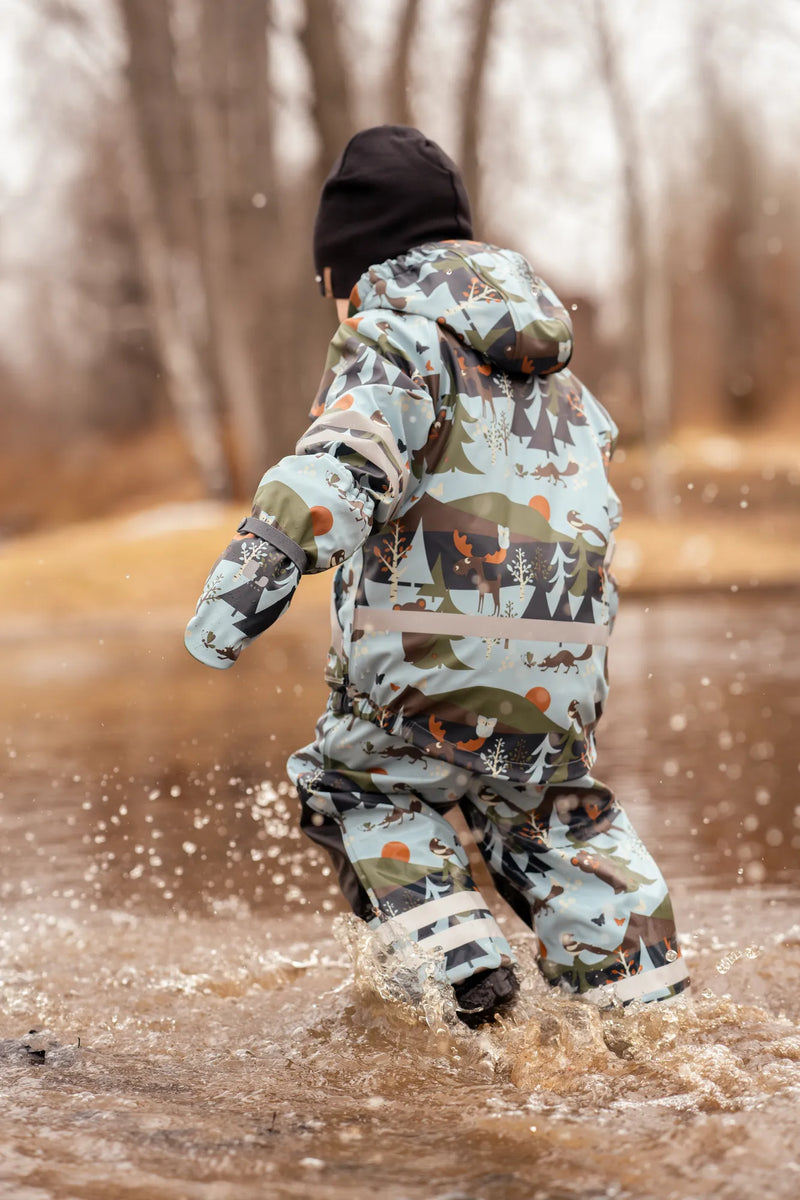 LEKHYTTAN RAIN SET, FLEECE - LIGHTBLUE/BROWN