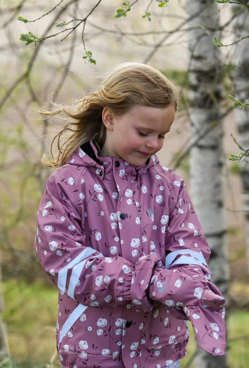 LEKHYTTAN RAIN SET, FLEECE - DAHLIA/WHITE