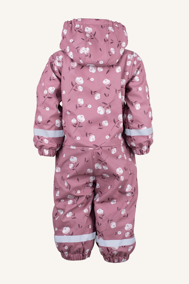 LEKHYTTAN RAIN BABY OVERALL, FLEECE - DAHLIA/WHITE