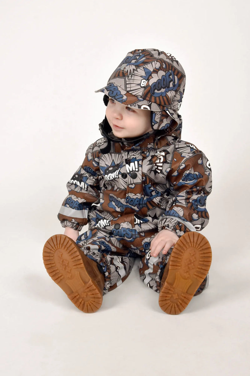 LEKHYTTAN RAIN BABY OVERALL, FLEECE - CONCRETE