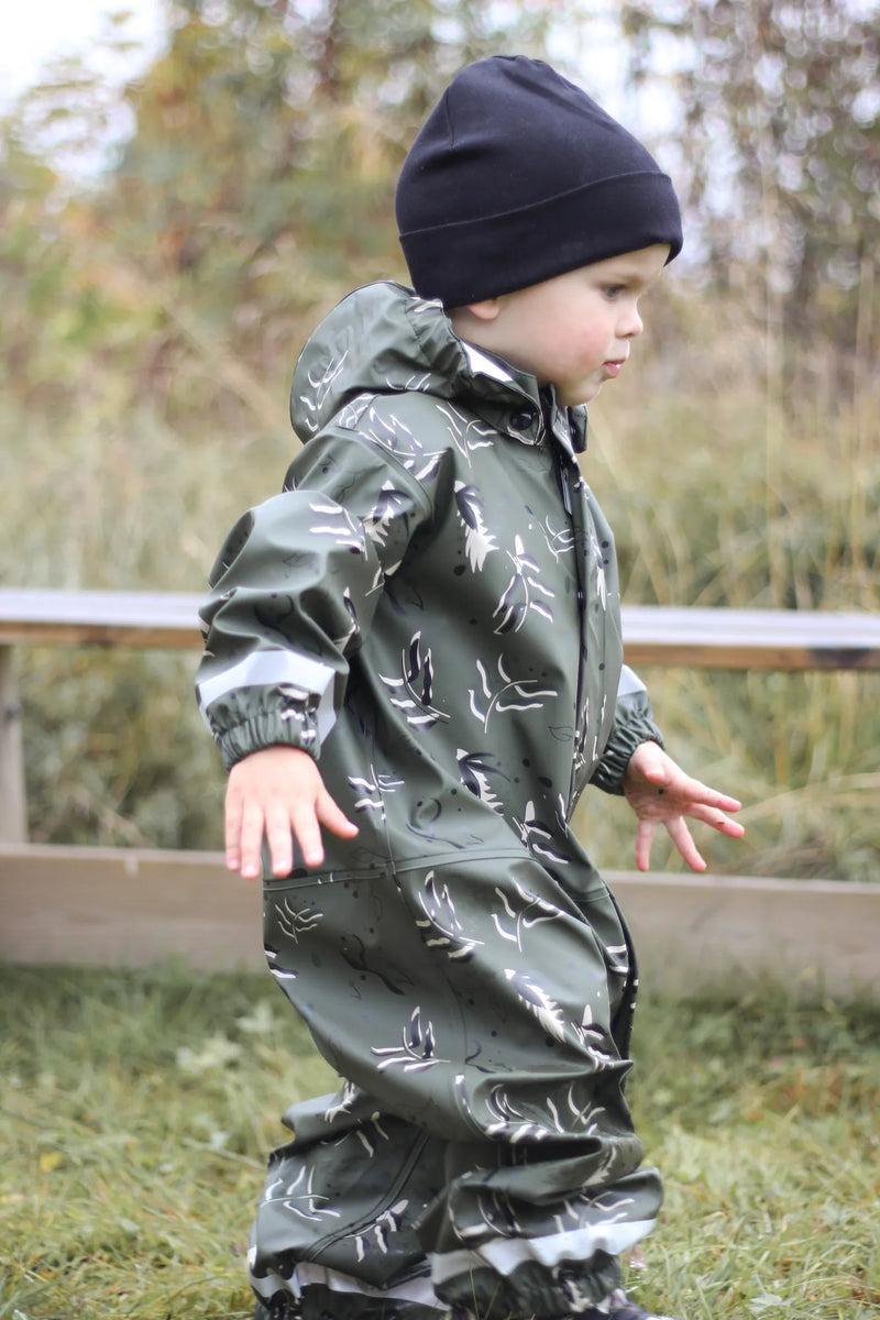 FORSHEM RAIN BABY OVERALL - OLIVE/BLACK