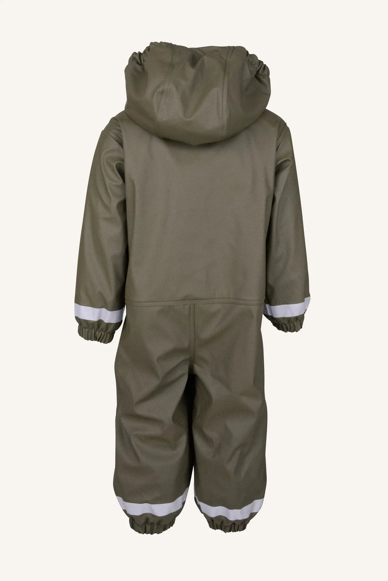 FAGERHULT RAIN BABY OVERALL, FLEECE - OLIVE
