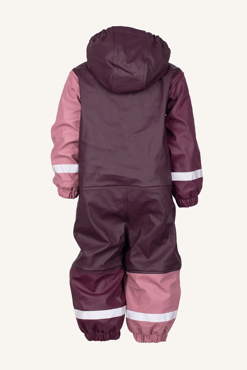 FAGERHULT RAIN BABY OVERALL, FLEECE - PLUM/DRY ROSE