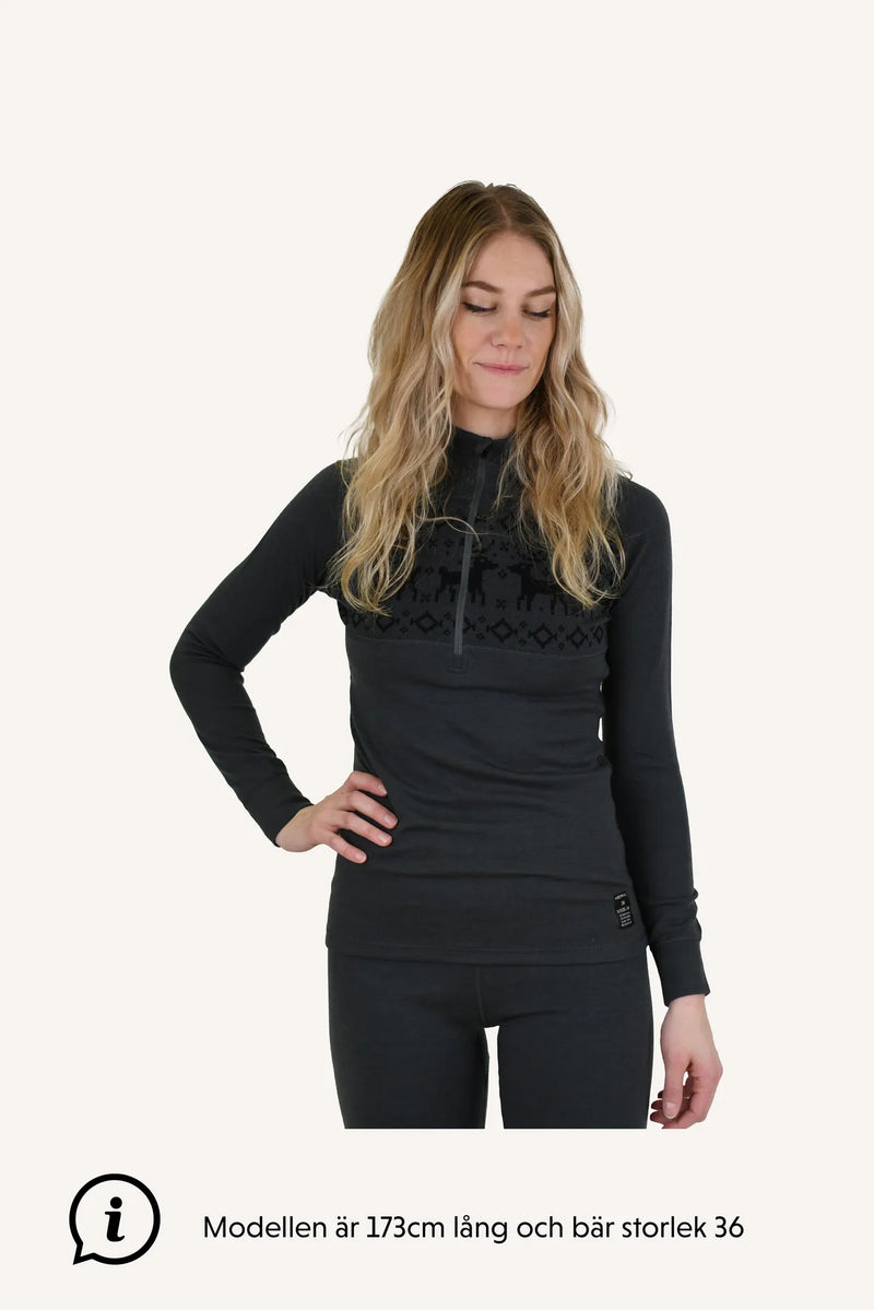 KÅBDALIS MERINO TOP, WOMEN - ANTHRACITE