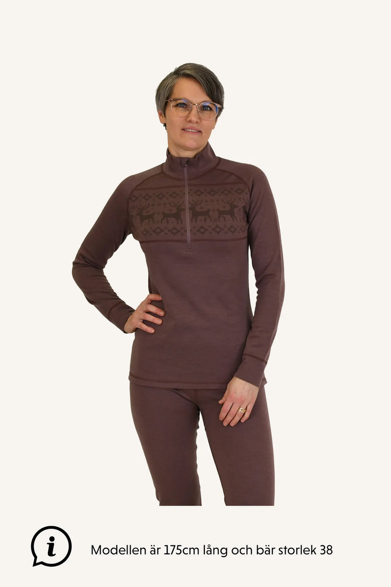KÅBDALIS MERINO TOP, WOMEN - DUSTY MAUVE