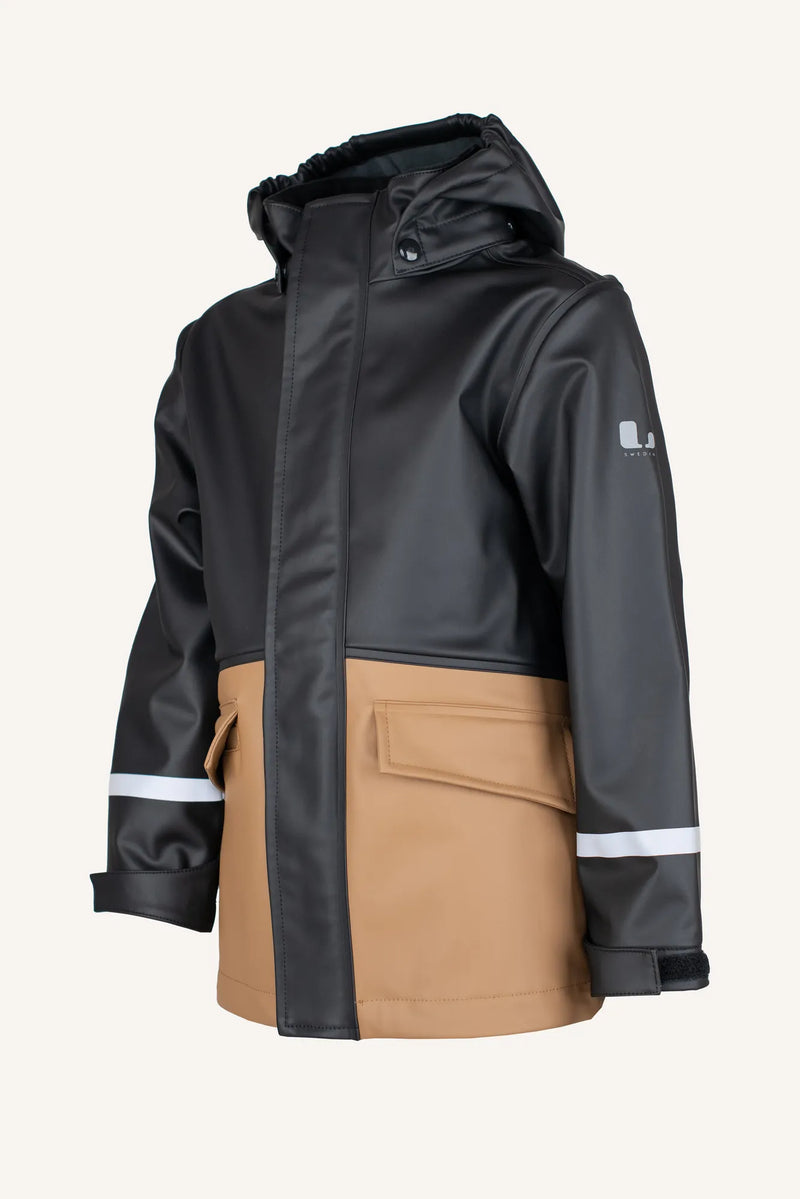 VESTBY RAIN JACKET - BLACK/BEIGE