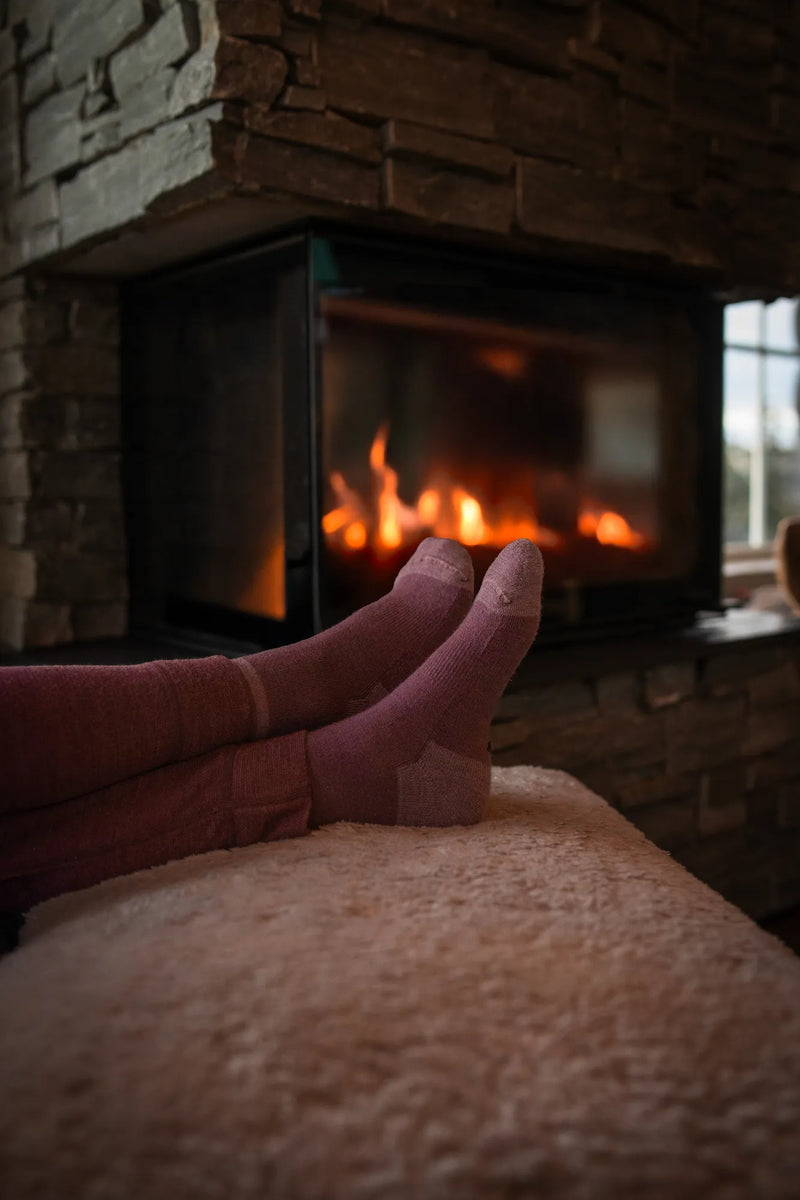 VANDRA WOOL SOCKS, 2-P - BLACK/DRY ROSE